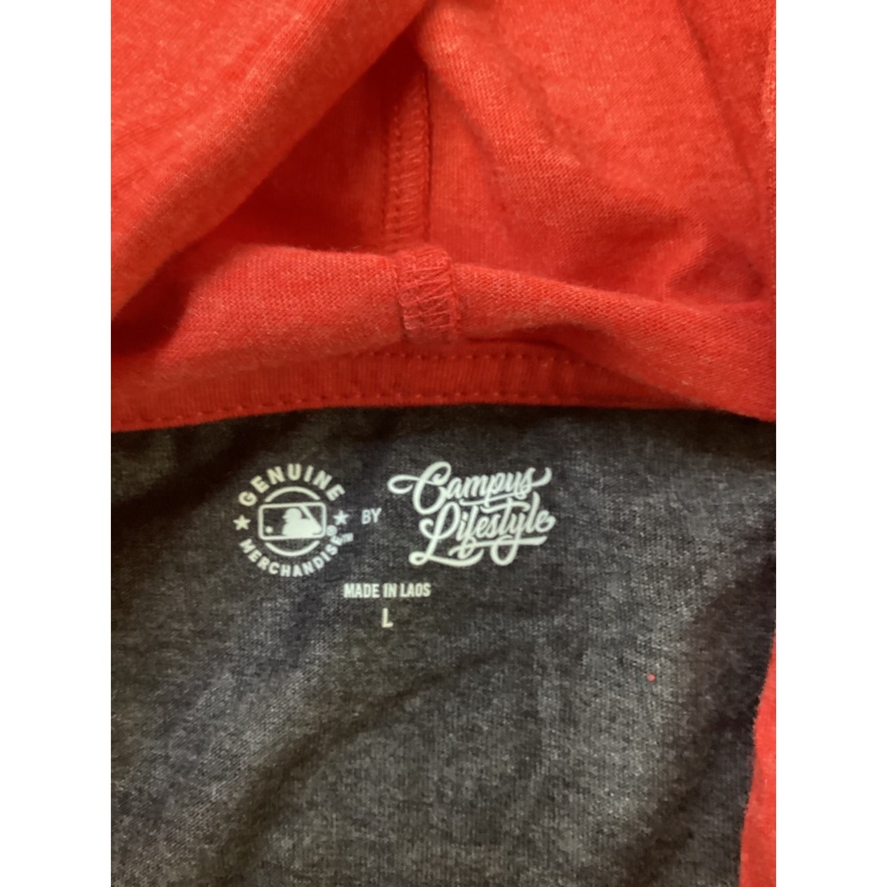 MLB Atlanta Braves Hoodie Campus Lifestyle Navy Red Raglan Large NWT 2063 - Picture 7 of 7